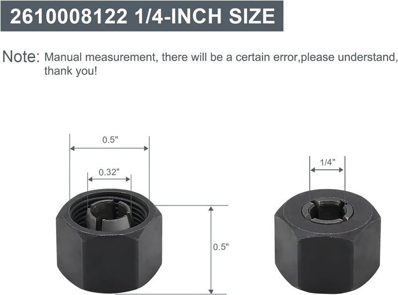 Thaekuns 2610008122 1/4" Router Collet for Bosch PR20EVS (2pcs) - Image 2